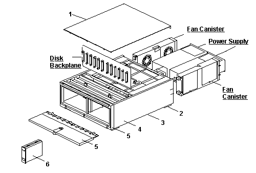 Sun StorEdge D2 Exploded View
                    